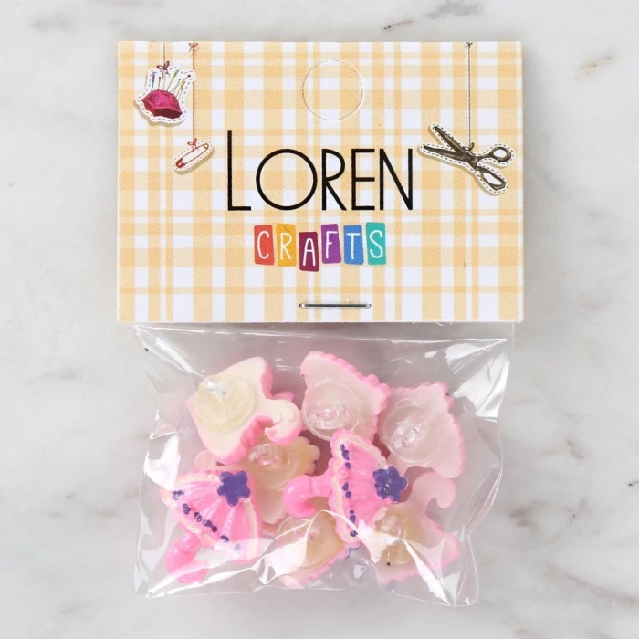Loren Crafts Pembe 8li Düğme - 3011