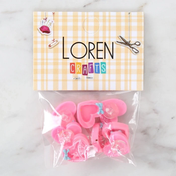 Loren Crafts Pembe 8li Düğme - 3016