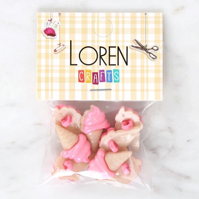 Loren Crafts Pembe 8li Düğme - 3073