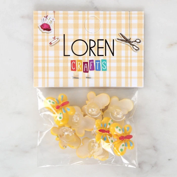 Loren Crafts Sarı 8li Düğme - 3020
