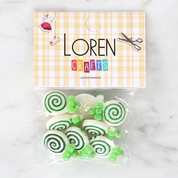 Loren Crafts Yeşil 8li Düğme - 3024