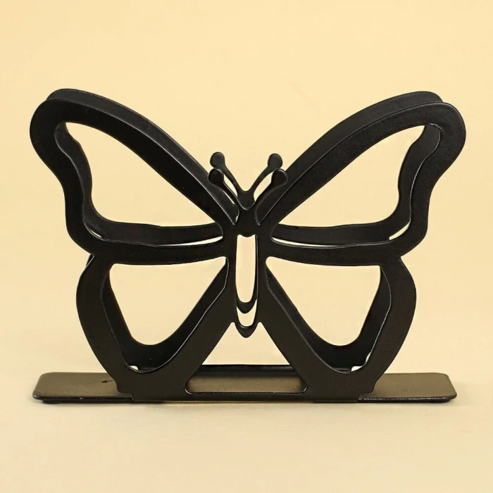 Loren Home Kelebek Siyah Metal Peçetelik
