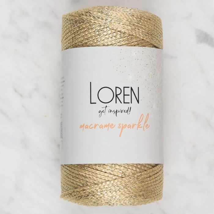 Loren Macrame Sparkle Simli Altın Sarısı El Örgü İ