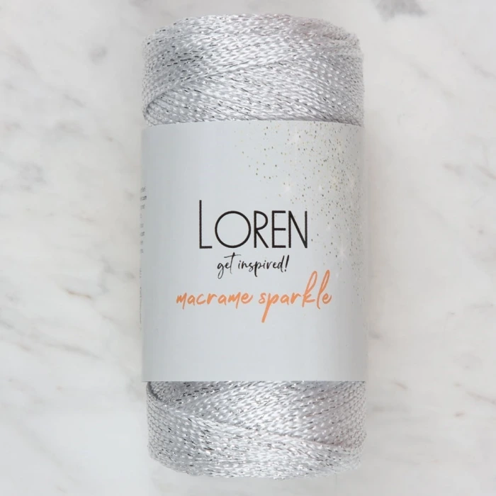 Loren Macrame Sparkle Simli Beyaz El Örgü İpi - RM