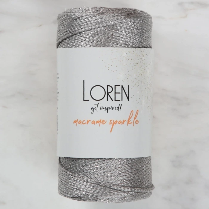 Loren Macrame Sparkle Simli Gri El Örgü İpi - RM 6