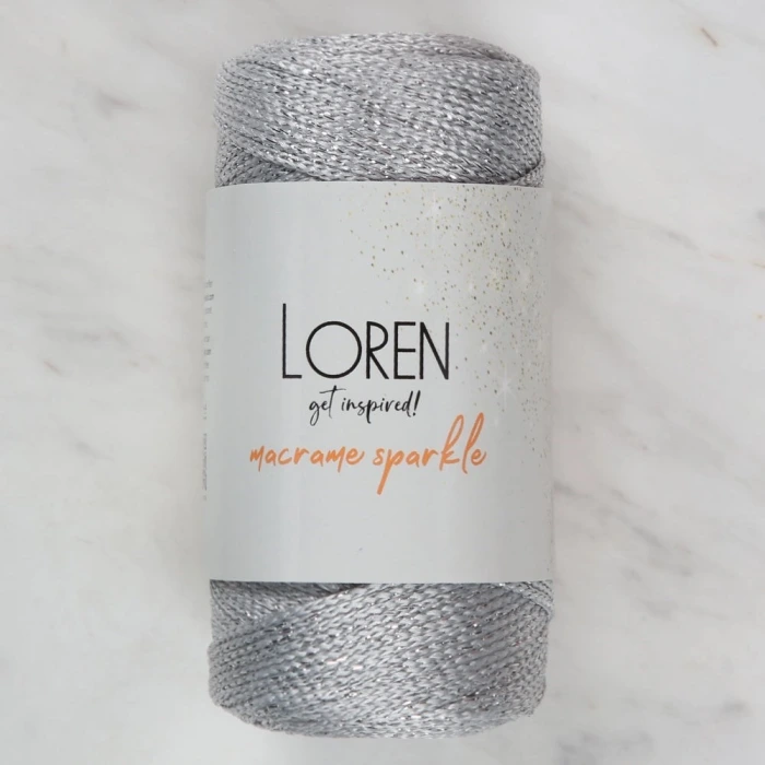 Loren Macrame Sparkle Simli Gri El Örgü İpi - RM 6