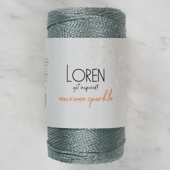Loren Macrame Sparkle Simli Yeşili El Örgü İpi - R