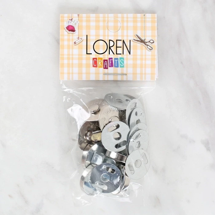 Loren Manyetik Mat Gümüş Metal 5 li Çıt Çıt Set