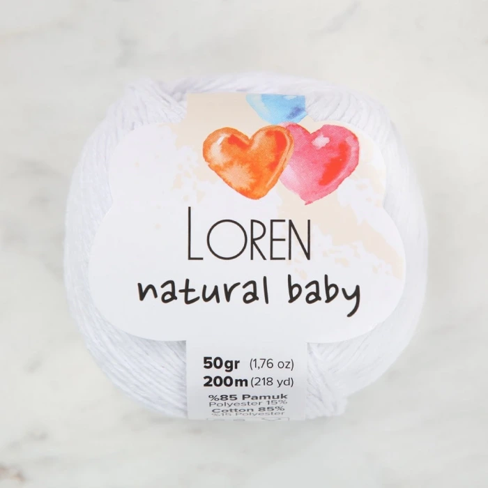 Loren Natural Baby Beyaz El Örgü İpi - R001 - 33829