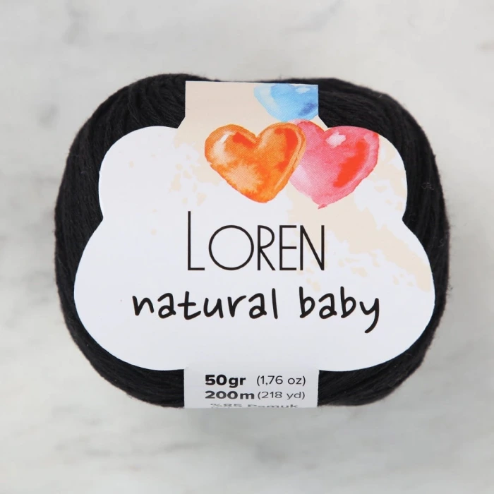 Loren Natural Baby Siyah El Örgü İpi - R004 - 33697