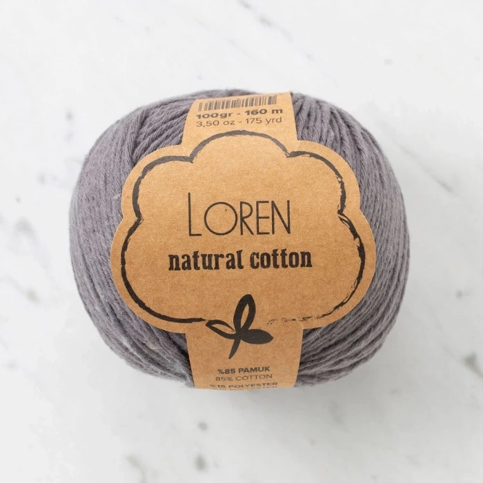 Loren Natural Cotton Antrasit El Örgü İpi - R082 - 33899