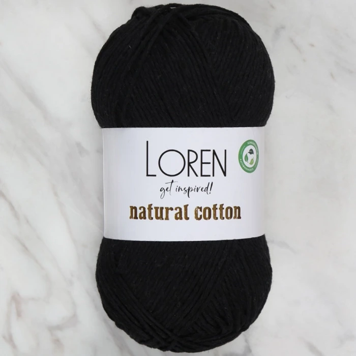 Loren Natural Cotton Siyah El Örgü İpi - R004 - 33908