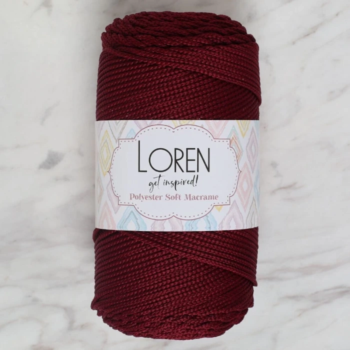 Loren Polyester Soft Macrame Bordo El Örgü İpi - LM039 - 34444