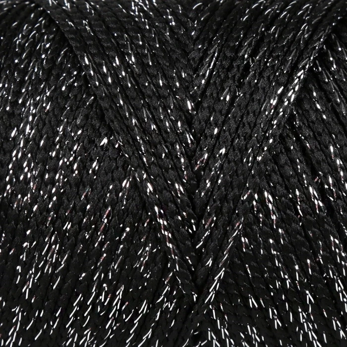 Loren Soft Star Makrome İpi Gümüş Simli Siyah RM10