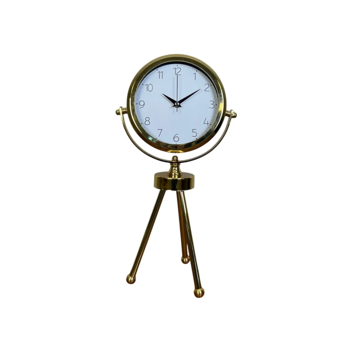 Luxe Glow Gold Üç Ayaklı Metal Masa Saati