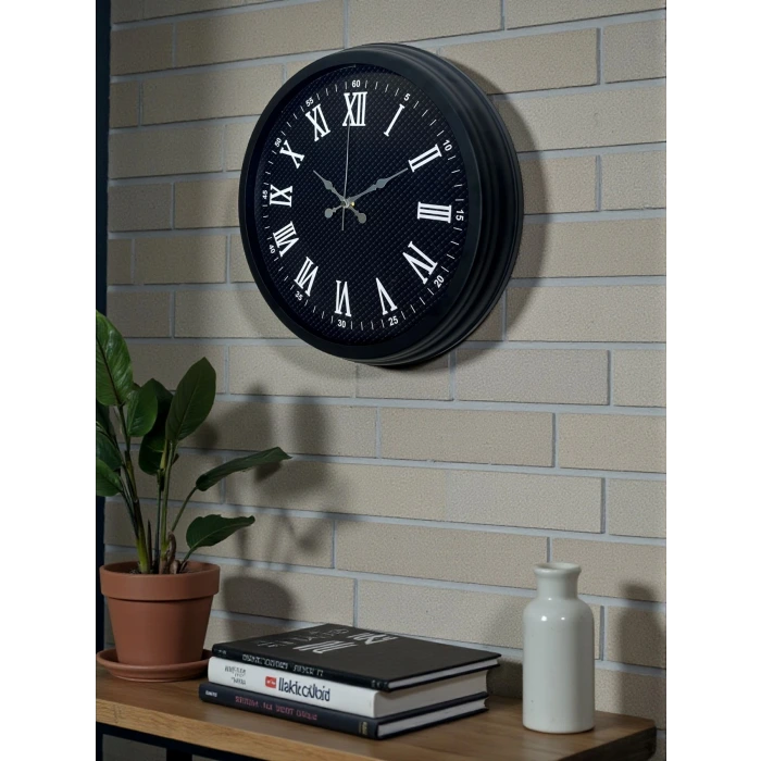 Luxury Black 40 Cm Metal Duvar Saati