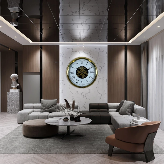 Luxury Gold 60 Cm Çarklı Duvar Saati