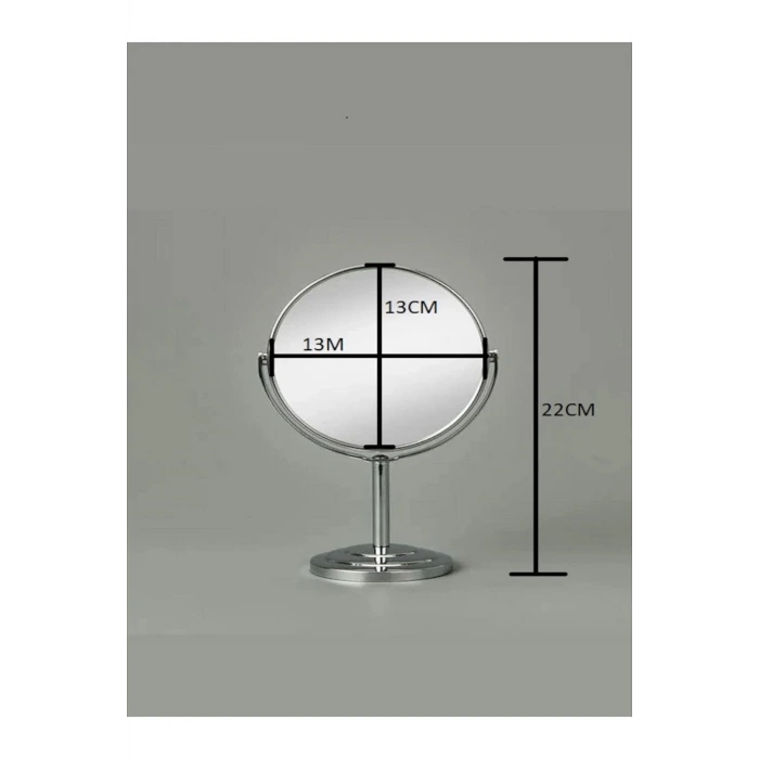 Masaüstü Ayaklı 360° Dönebilen Ev, Ofis, İşyeri, Seyahat İçin Mini Krom büyüteçli ayna 21x15