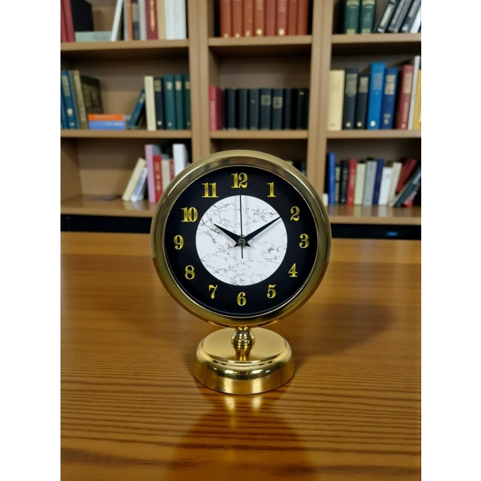 Mermer Işıltısı Gold 25 x 20 Cm Metal Masa Saati