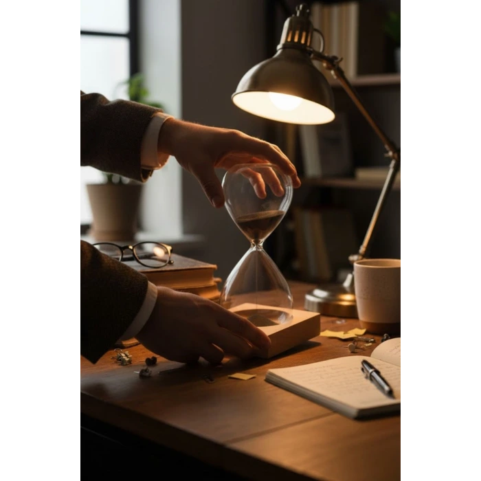 Mıknatıslı Cam Kum Saati – Dekoratif Metal Tabanlı, Manyetik Kum Akışlı Masaüstü Zaman Ölçer