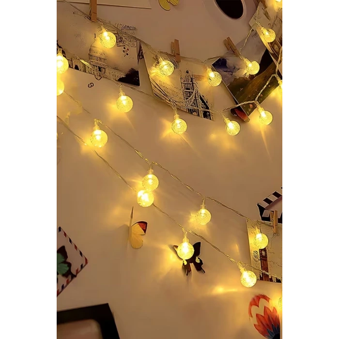 Mini Boncuk Detaylı 3.5 Metre USB LED Işık – 20 LED’li Dekoratif Ortam Aydınlatması