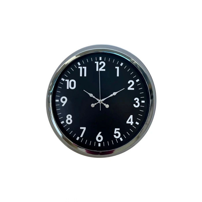 Modern 40 Cm Metal Krom Standart Duvar Saati