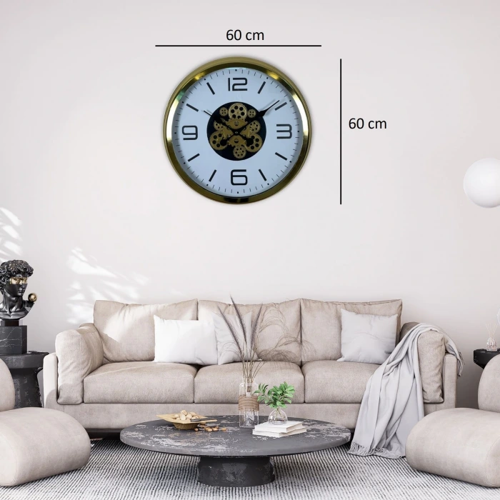 Modern Prestige Gold 60 Cm Çarklı Duvar Saati