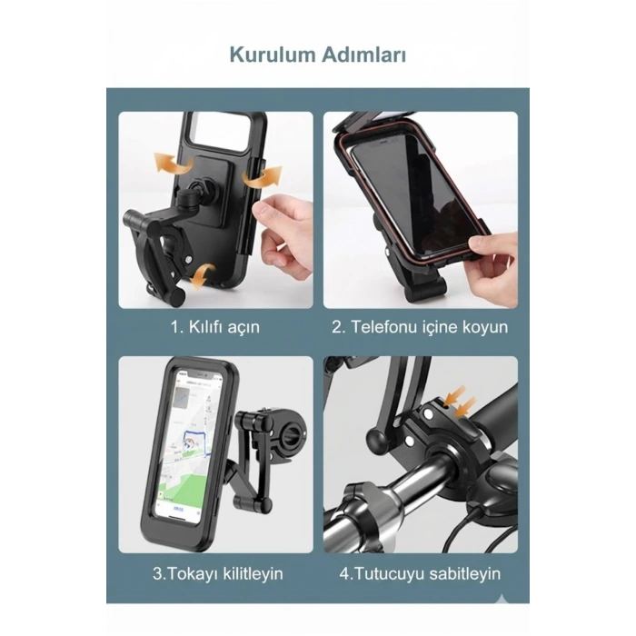 Motosiklet Bisiklet Su Geçirmez Manyetik Telefon Tutucu Gidon Navigasyon Kılıfı