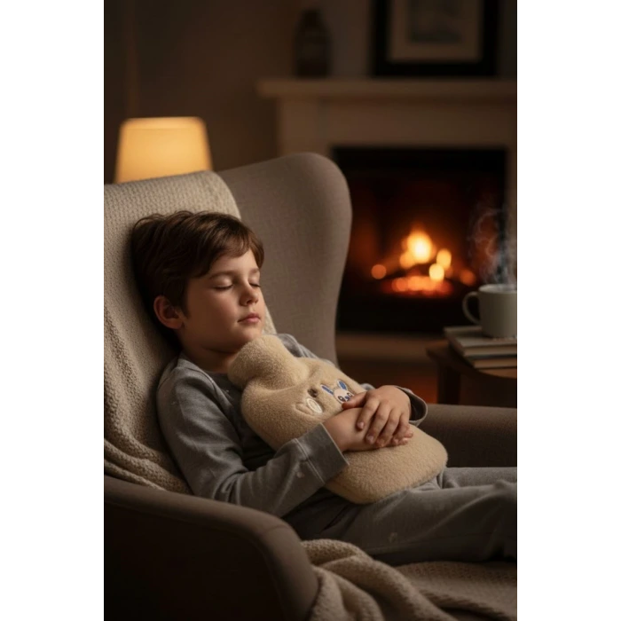 Mutlu Robot Hayvan Figürlü Peluş Sıcak Su Torbası 1 Lt – Yumuşak Kılıf, Uzun Süre Sıcak Tutan Termal Su Torbası