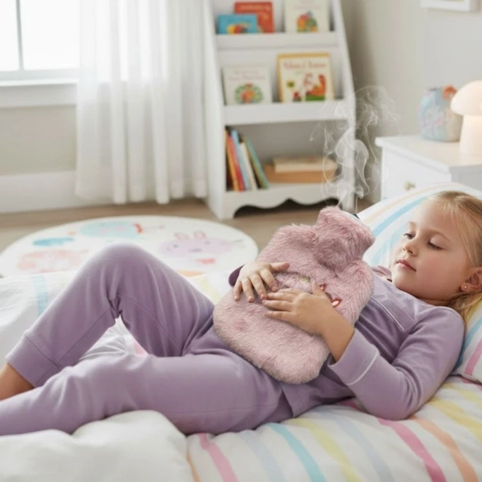 Mutlu Robot Hayvan Figürlü Pembe Peluş Sıcak Su Torbası 1 Lt – Yumuşak Kılıf, Uzun Süre Sıcak Tutan Termal Su Torbası