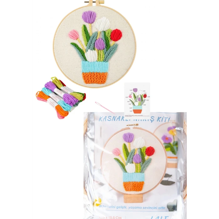 Nakış Kitleri Kasnaklı 13.5 X 18.8 cm Lale