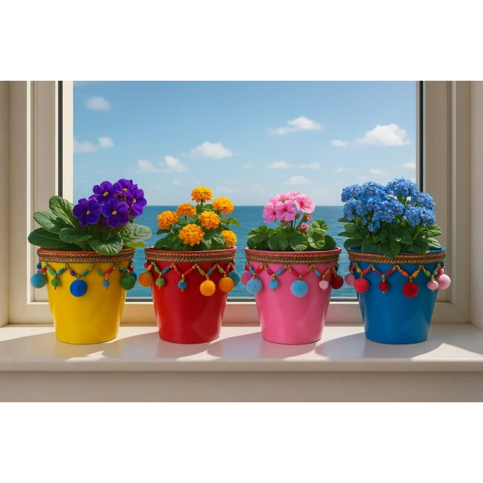 NF Dekoratif Saksı Akdeniz PEMBE Tekli