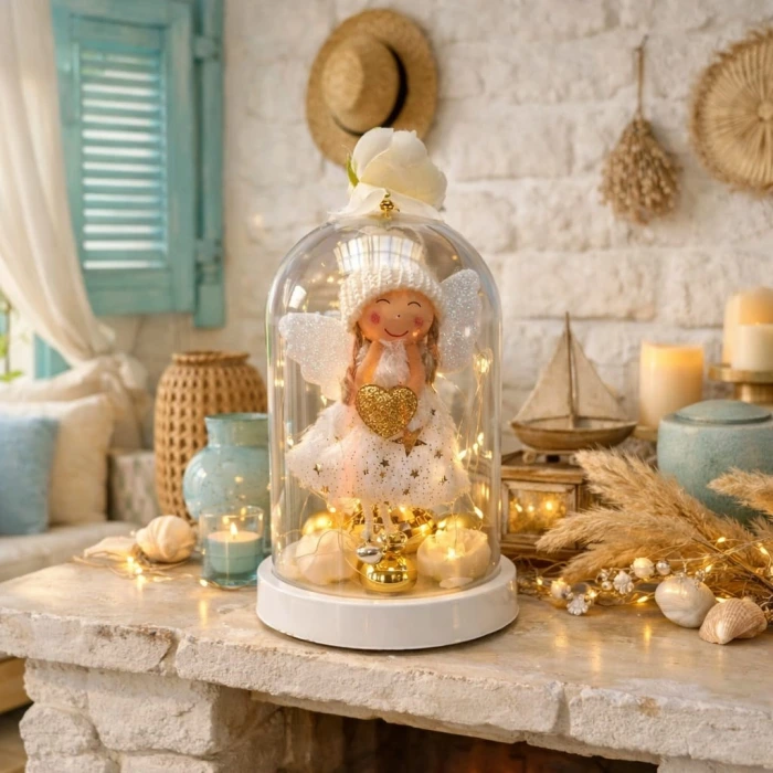 NF TREND Venüs ışıltısı Led Işıklı Melek Fanus