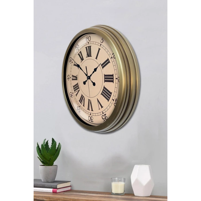 Nostalji Stil 40 Cm Metal Eskitme Duvar Saati