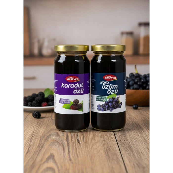 Özseven 2li Meyve Özleri Paketi (Karadut Özü 300gr + Kara Üzüm Özü 300gr)