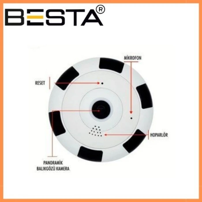 Panoramik Kablosuz Kamera Gece Görüşlü 1080P Güvenlik Kamerası