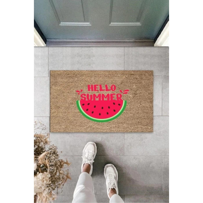 Pembe Kapı Önü Paspası Karpuz Desen  K-3278