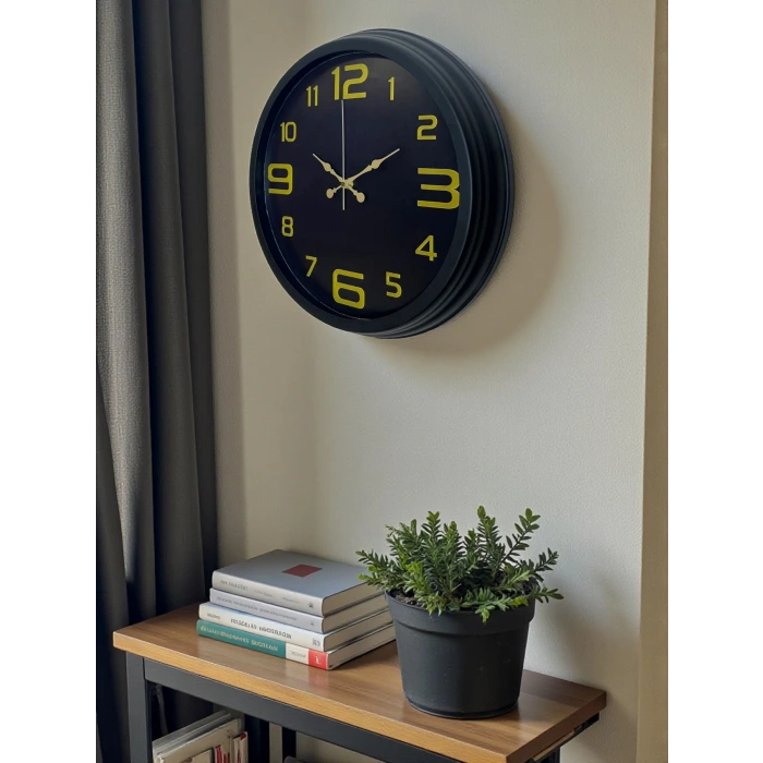 Prime Black 40 cm Metal Modern Tasarım Duvar Saati
