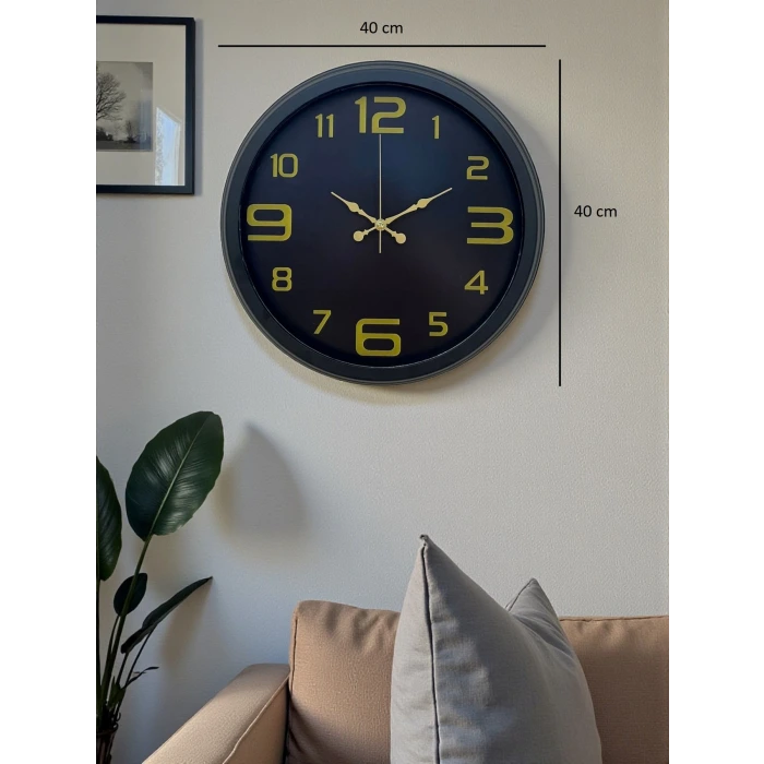 Prime Black 40 cm Metal Modern Tasarım Duvar Saati