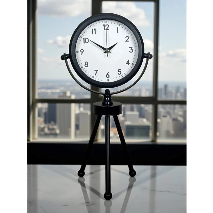 Prime Black Zarif Üç Ayaklı Metal Masa Saati