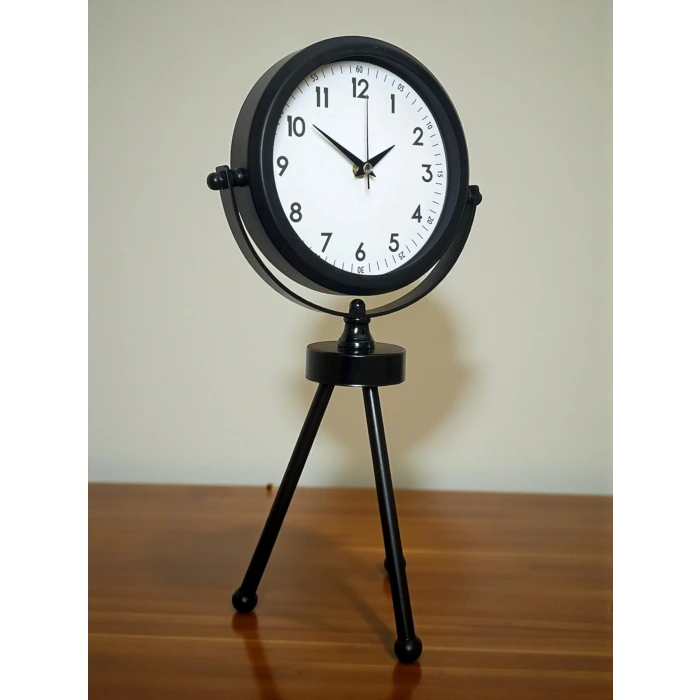 Prime Black Zarif Üç Ayaklı Metal Masa Saati