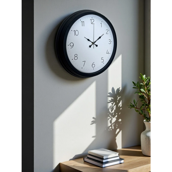 Pure Time Black 40 Cm Metal Duvar Saati