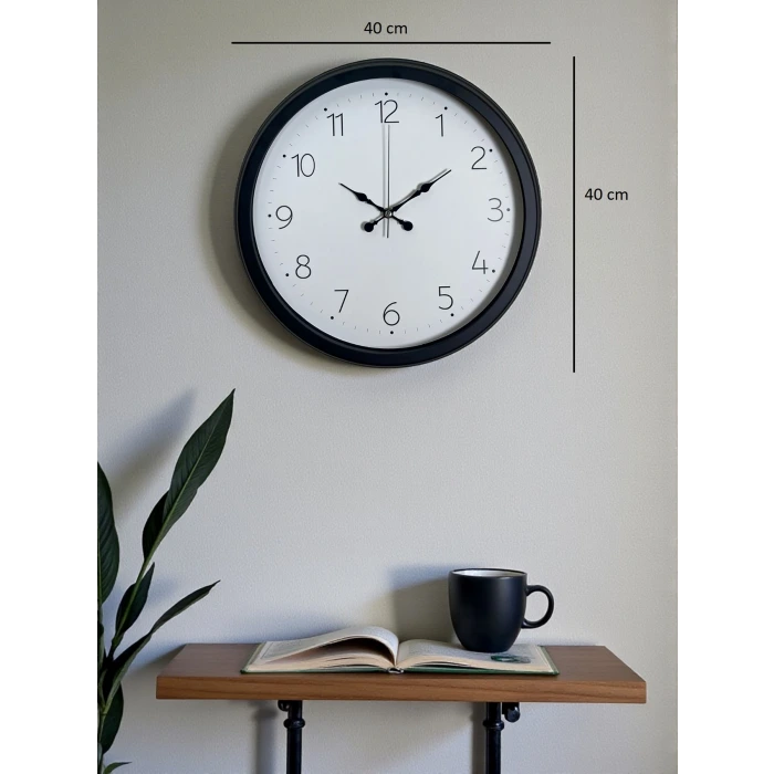 Pure Time Black 40 Cm Metal Duvar Saati