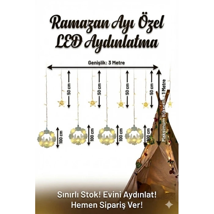 Ramazan Perde LED Işık 3 Metre