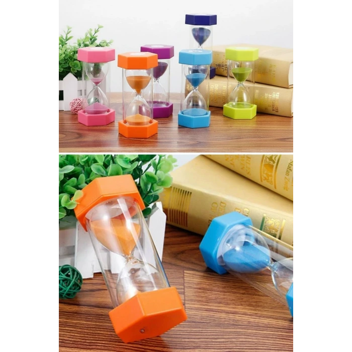 Renkli Cam Kum Saati – Dekoratif Masaüstü Zaman Ölçer, Estetik Ofis ve Ev Aksesuarı