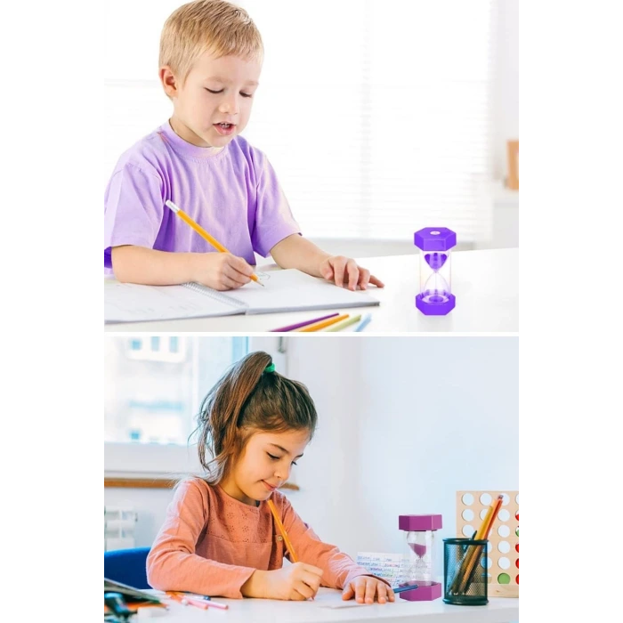 Renkli Cam Kum Saati – Dekoratif Masaüstü Zaman Ölçer, Estetik Ofis ve Ev Aksesuarı