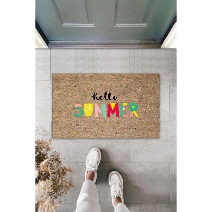 Renkli Kapı Önü Paspası Hello Summer Desen  K-3273