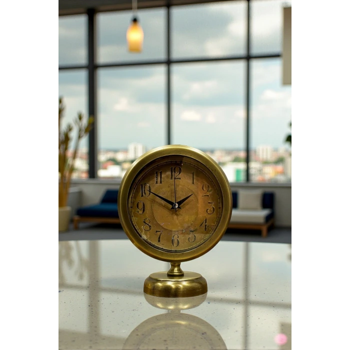 Retro Eskitme 25 x 20 Cm Metal Şık Masa Saati