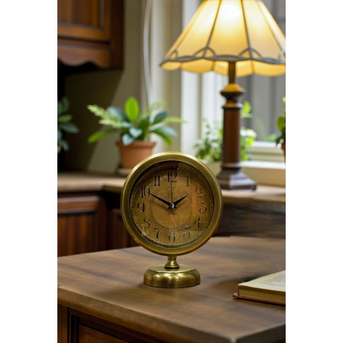 Retro Eskitme 25 x 20 Cm Metal Şık Masa Saati