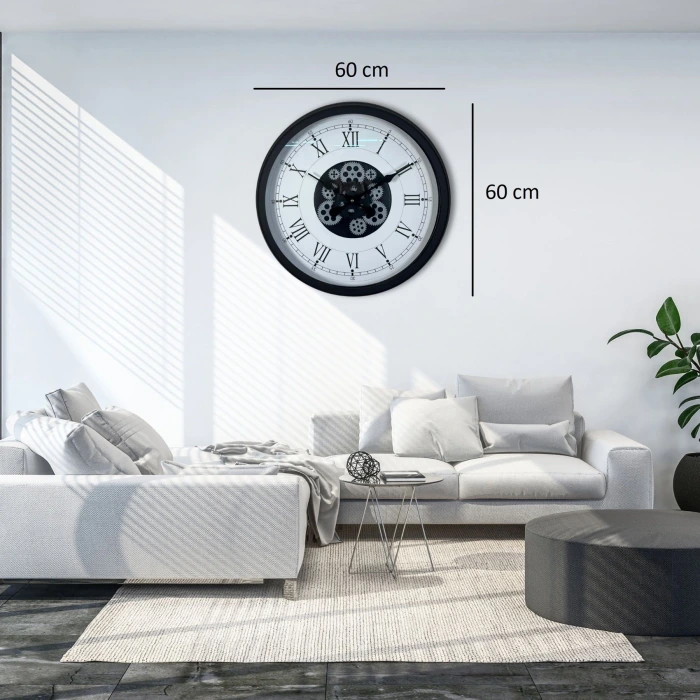 Roma Signature 60 Cm Çarklı Siyah Duvar Saati